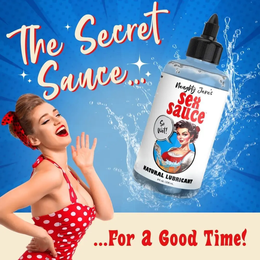 Naughty Jane's Sex Sauce lubricant bottle.