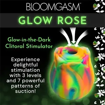 Glow-in-the-dark rose-shaped clitoral stimulator.