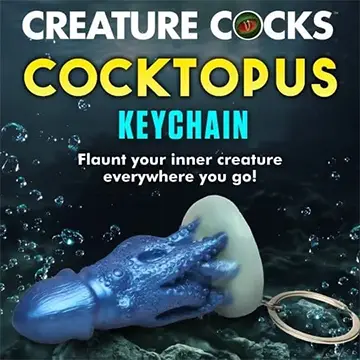 Cocktopus keychain, a blue octopus figurine.