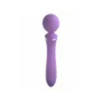 Purple glass bottle with a round stopper.