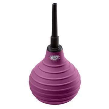 Purple bulb syringe with black nozzle.