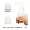 A white egg shaped container with a small plastic handle.