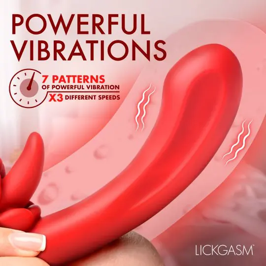 Red vibrating adult toy with multiple patterns and powerful vibrations.