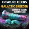 Blue and pink silicone dildo with eggs.