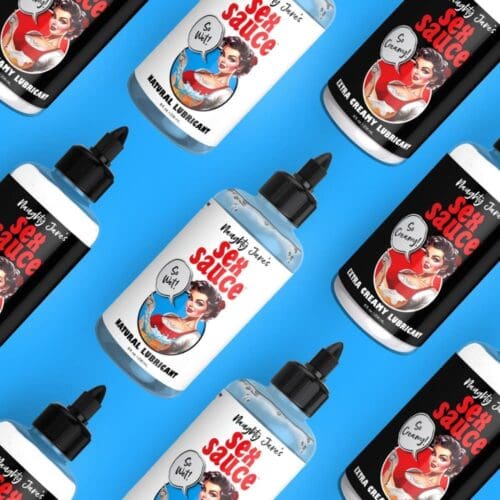 Naughty Jane's Sex Sauce lubricant bottle.