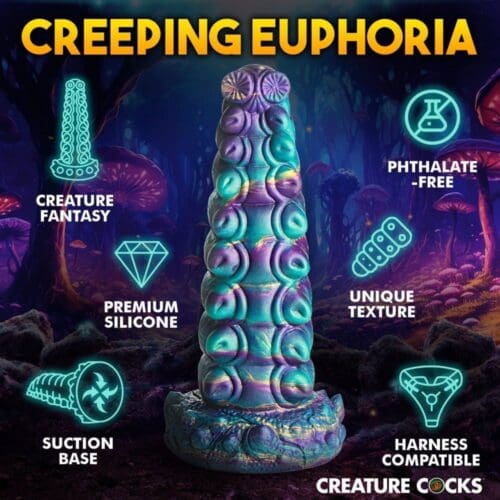 Purple and green silicone tentacle toy.