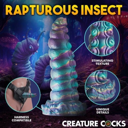 Purple and teal creature cock toy.