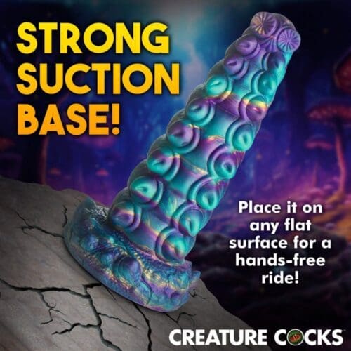 Purple and blue tentacle with suction base.