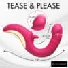 A pink and white diagram of the size of a tease and please.