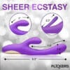 Purple adult toy with dimensions and brand name.