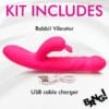 Pink rabbit vibrator with USB charger.