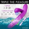 Purple adult toy in water with features.