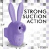 Purple bunny-shaped toy with suction action.