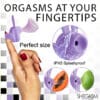 Purple fingertip vibrator with various textures.
