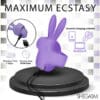 Purple bunny toy with charging cable.