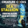 Blue and yellow seahorse shaped sex toy.