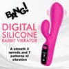 Pink silicone rabbit vibrator with digital controls.