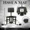 Black leather bondage chair with restraints.