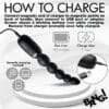 Charging instructions for a black toy.