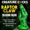 Green dinosaur claw shaped silicone dildo.