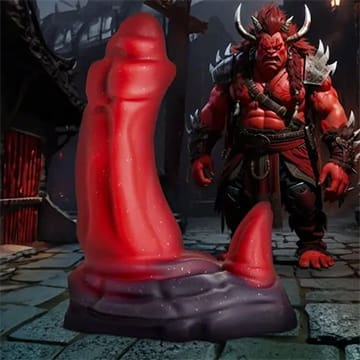 A red toy is next to a demon.