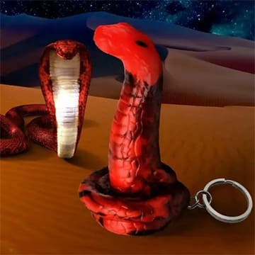Red cobra keychain with light up eyes.