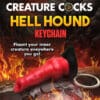 Red hellhound keychain with a ring.