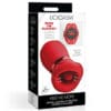 Red, mouth-shaped, clitoral stimulator in packaging.