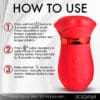 Red, toy, with buttons and instructions.
