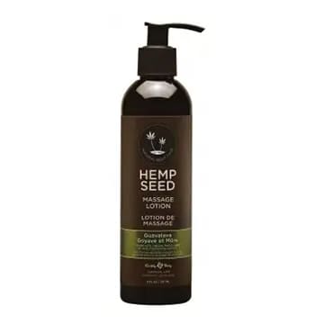 Hemp seed massage lotion bottle.