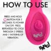 Pink toy with power button and instructions.