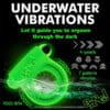 Green vibrating ring submerged in water.