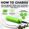 Green charging instructions for a sex toy.