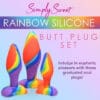 Rainbow silicone butt plug set of three.