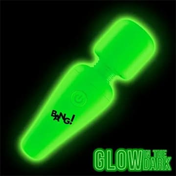 Green glow-in-the-dark massager with "Bang!" logo.
