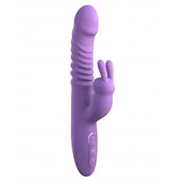 A purple vibrator with a peace sign on it.