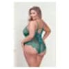 Green lace lingerie on a woman.
