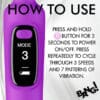 Purple device with power button and mode display.