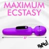 Purple and black electric massager with measurements.