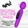 Purple silicone wand with digital controls.