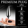 Silver anal plug with black base.