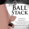 Black ball stretcher for enhanced orgasms.