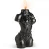 Black candle shaped like a woman's torso.