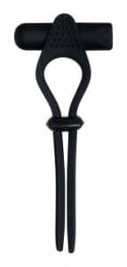 Black rubber ring with two straps.