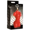 Red female body shaped drip candle.