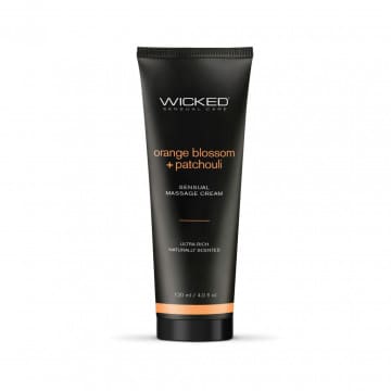 Wicked orange blossom and patchouli massage cream.