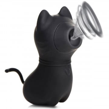 Black cat shaped phone stand with rings.