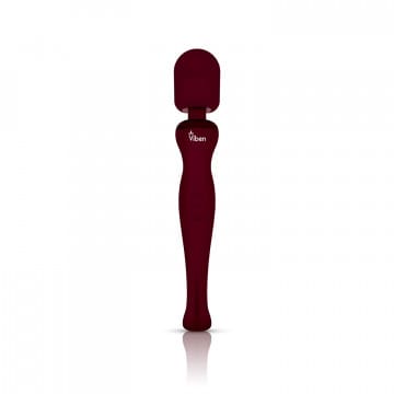 A red, handheld, vibrating pleasure device.