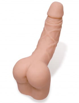 A large dildo is on display in the shape of a butt.