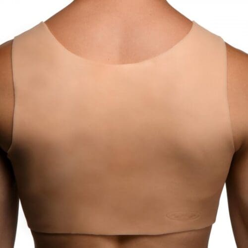 Skin-toned sleeveless top for binding.